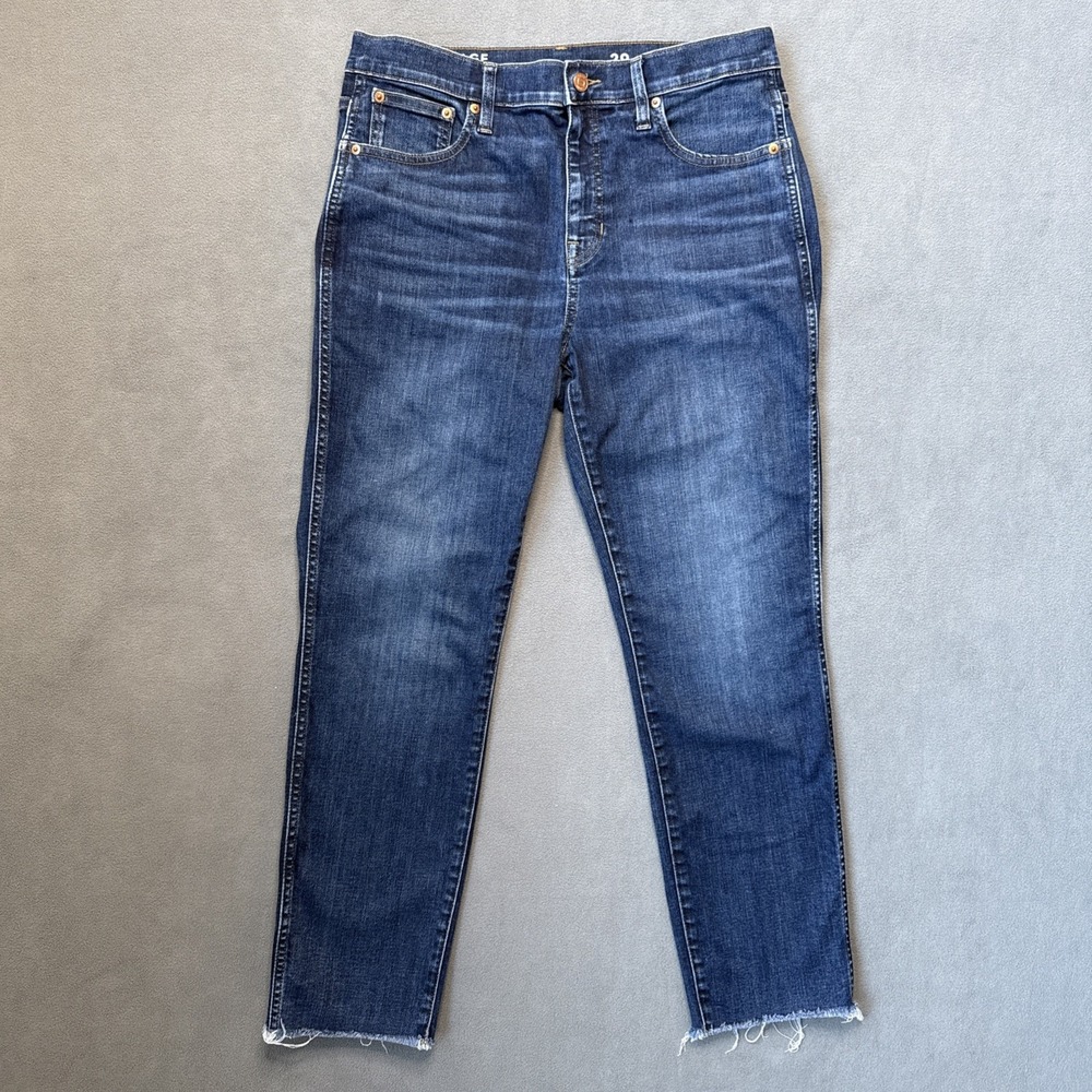 JCrew Jeans Womens 29 Blue Vintage Slim Straight Raw Hem‎ Stretch Denim BA616
